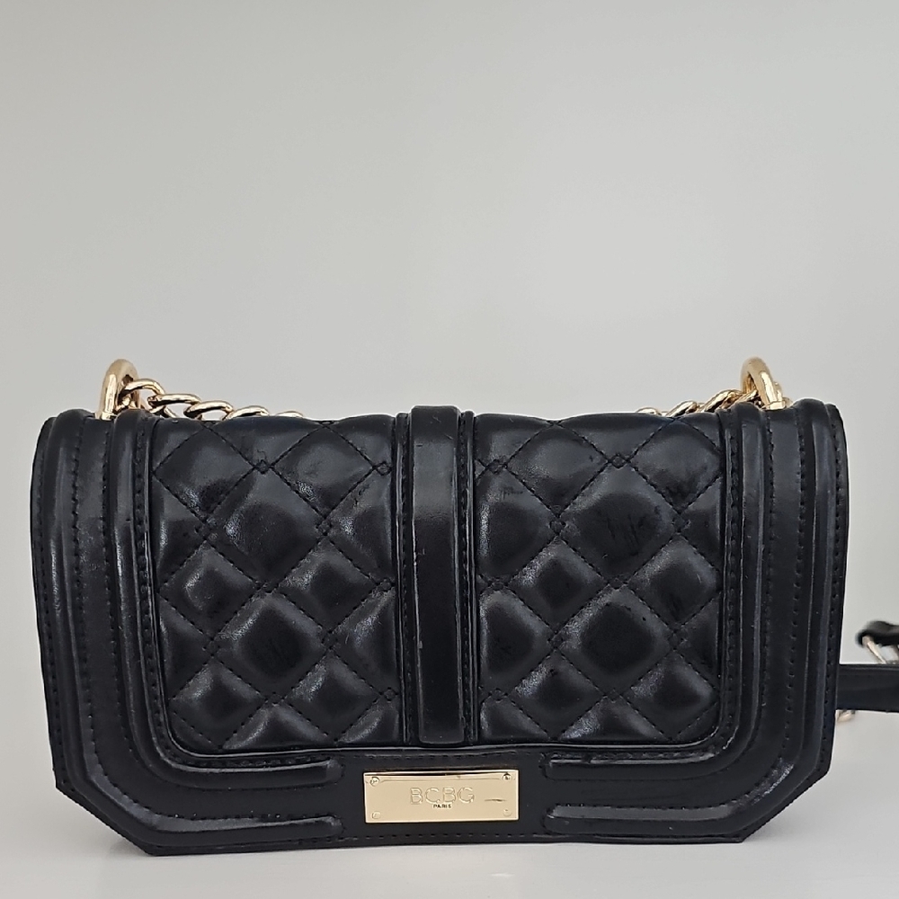 BCBG Paris Black Quilted  Crossbody Bag